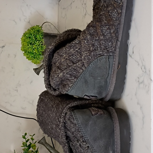 UGG GrayCardy Knit Boots with Button Detail